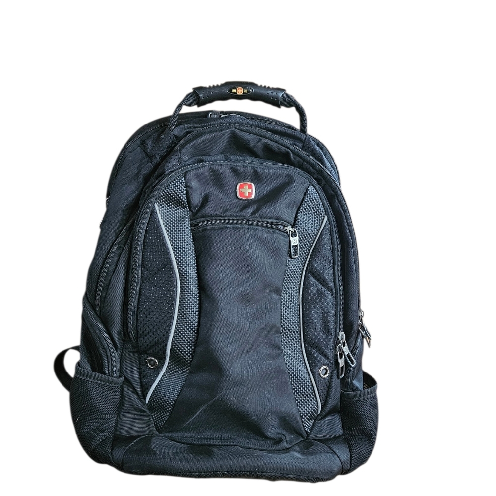 SwissGear Laptop Backpack Black Padded Travel Work Multi Pocket